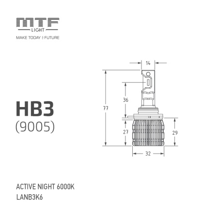 Светодиодные лампы MTF HB3 6000K ACTIVE NIGHT- 4