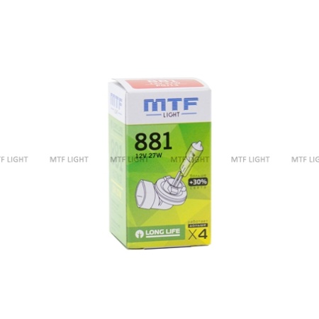 Лампа Галоген MTF  H27 (881)  12v 27w  LONG LIFE - 1