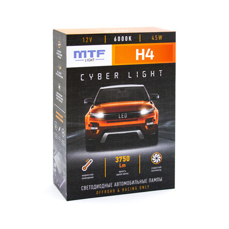 Светодиодные лампы MTF Light, серия CYBER LIGHT, H4, 12V, 45W, 3750lm, 6000K