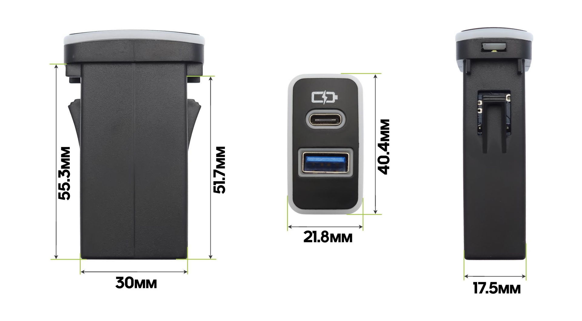 KSIZE USB зарядное устройство в штатную заглушку для Toyota до 2010 (с белой подсветкой) 4