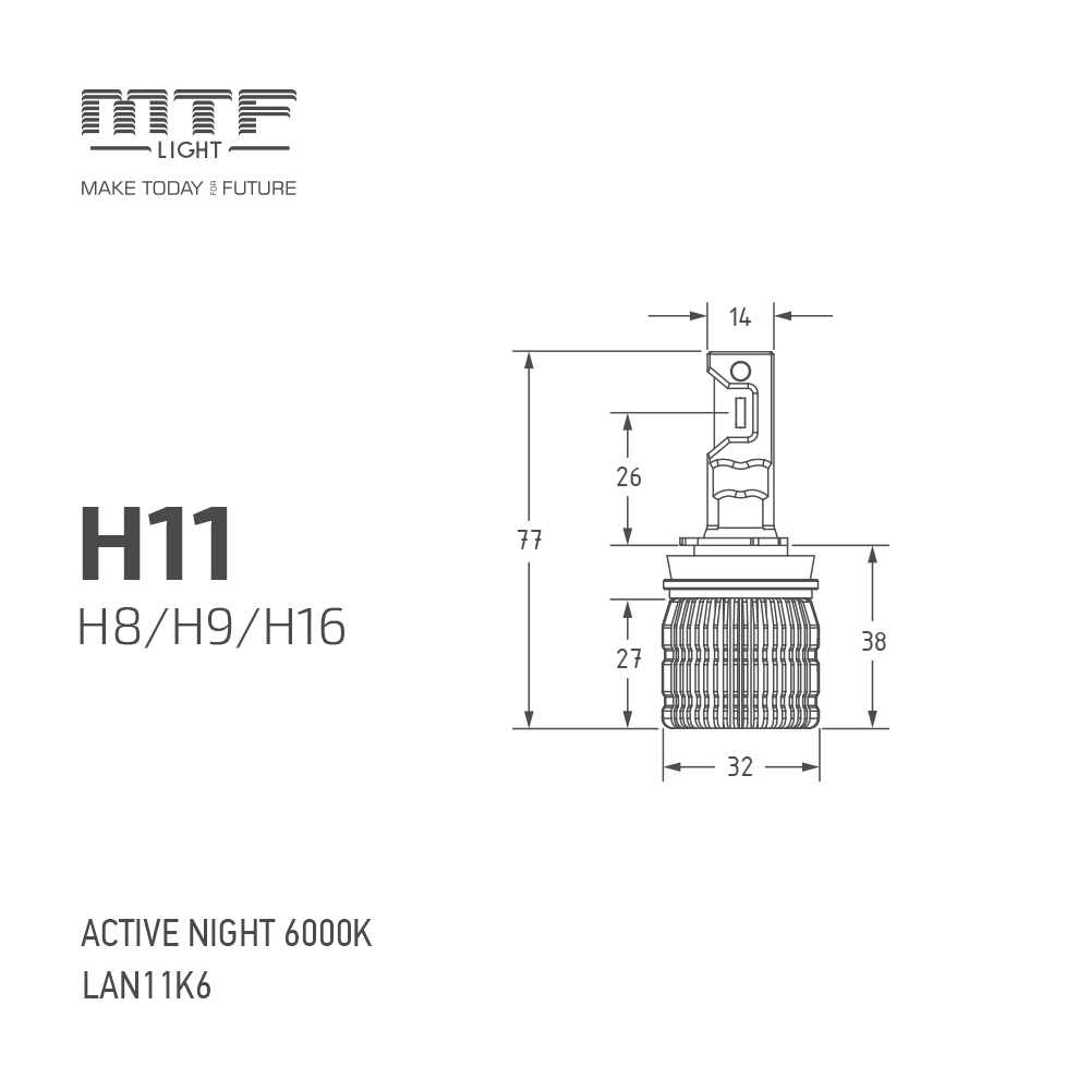 H11 ACTIVE NIGHT 6000K - 3