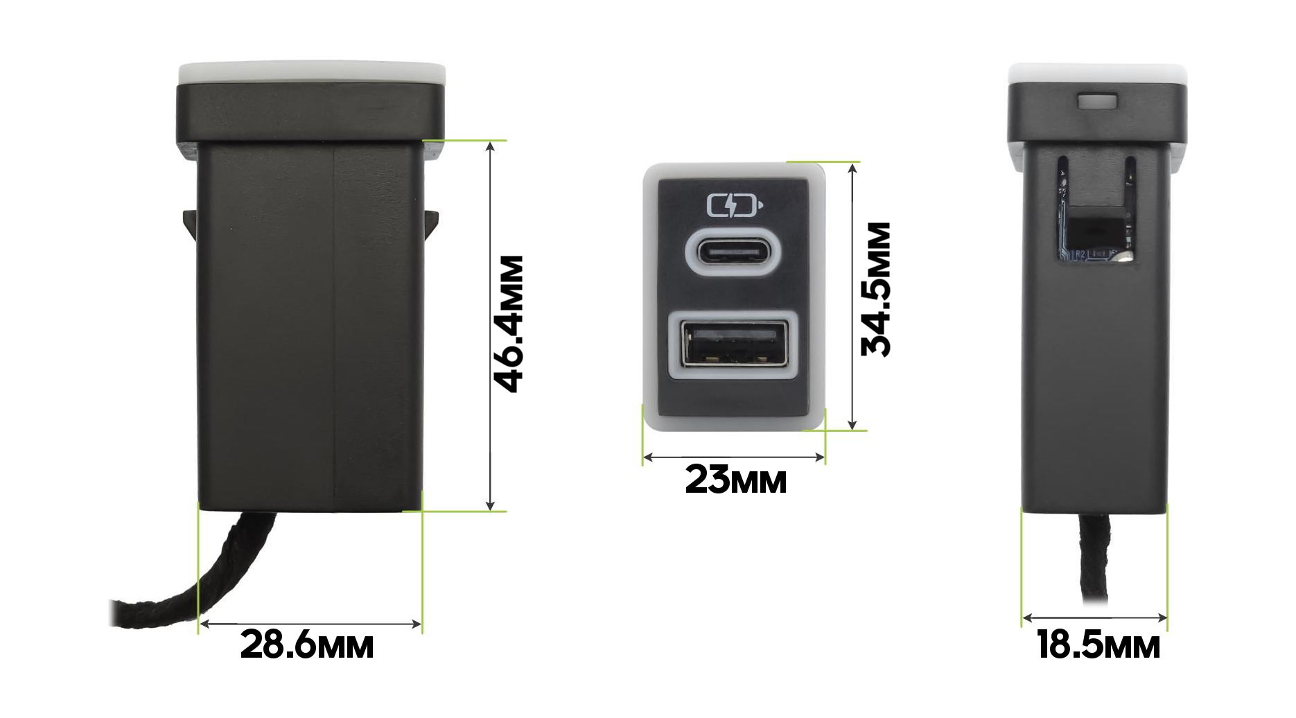KSIZE USB зарядное устройство в штатную заглушку для Toyota 2009 - 2021 (с синей подсветкой) 5
